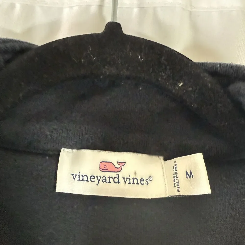 Vineyard Vines Sweater Boys Medium Black 1/4 Zip Turtleneck Pullover 100% Cotton